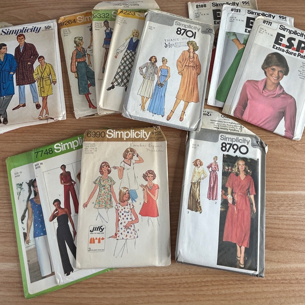 Vintage Sewing Patterns Simplicity 1960s - 1970s Crafts Junk Journals Lot of 13